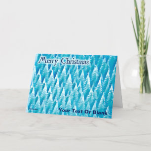Blue Fractal Forest - Christmas Card