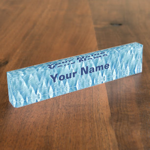 Blue Fractal Forest Nameplate