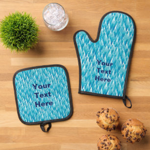 Blue Fractal Forest Oven Mitt & Pot Holder Set