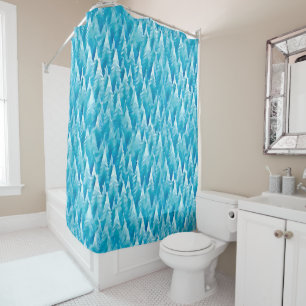 Blue Fractal Forest Shower Curtain