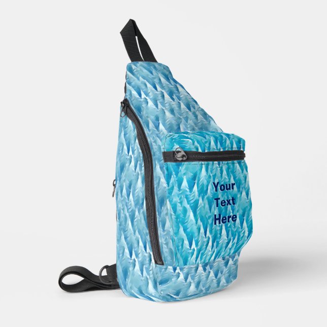 Blue Fractal Forest Sling Bag (Left Corner)