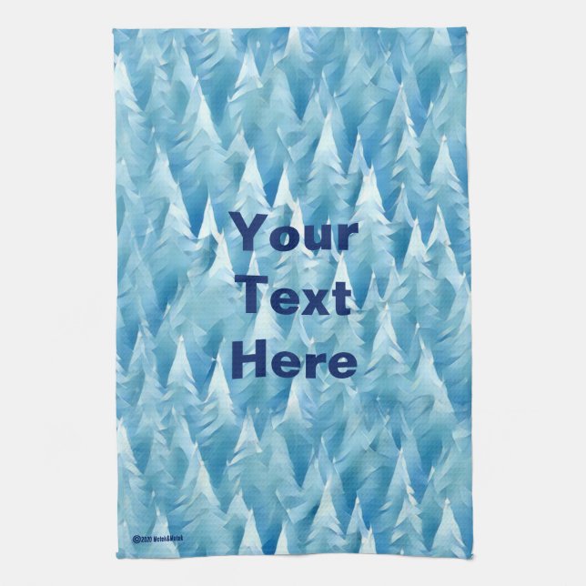 Blue Fractal Forest Tea Towel (Vertical)