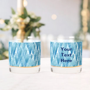 Blue Fractal Forest Whiskey Glass