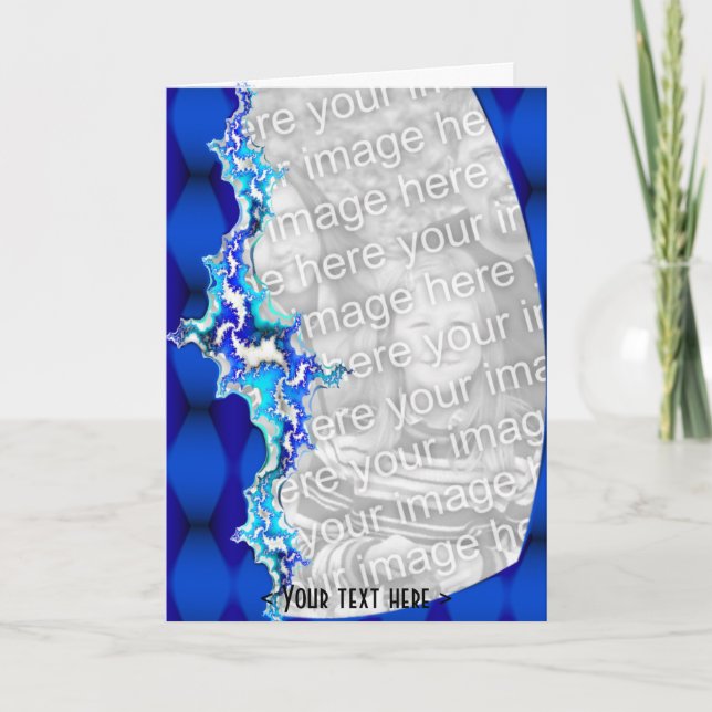 Blue fractal Greetings Card (Front)