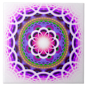 Blue fractal mosaic pattern tile
