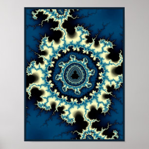 Blue Fractal Nebula Mandelbrot Art Poster