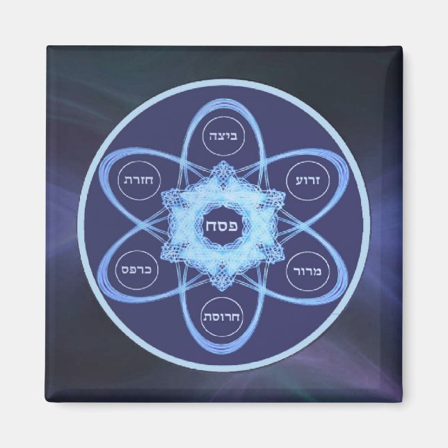 Blue Fractal Seder Plate Magnet (Front)