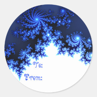 Blue Fractal Snowflake Gift Tag