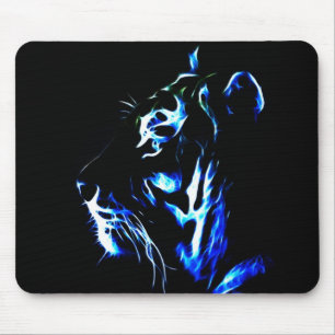 Blue Fractalius Tiger Mouse Mat