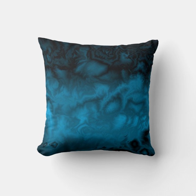 Blue Fractaloid Throw Pillow (Front)