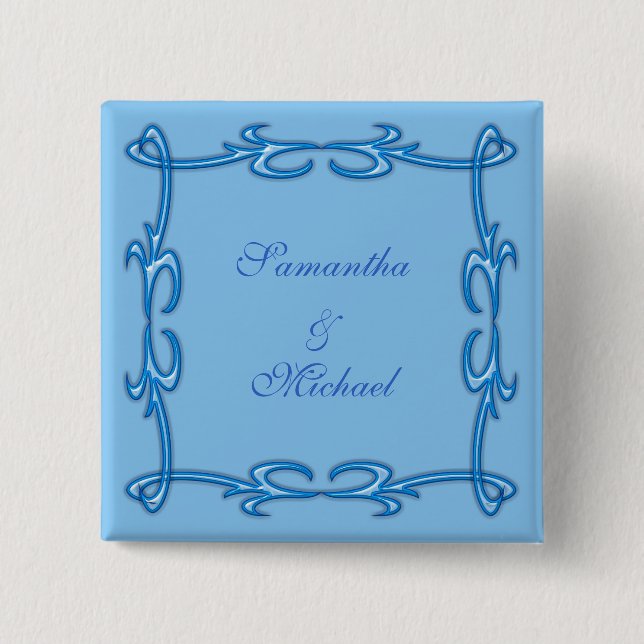 Blue frame 15 cm square badge (Front)