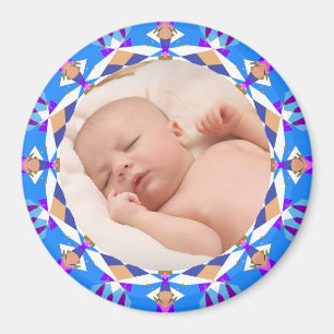 Blue Frame Baby Boy Grandparent’s Gift Photo Magnet