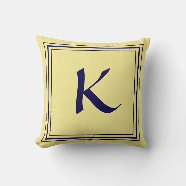Blue Frame Monogram Letter Minimalistic Cushion (Front)