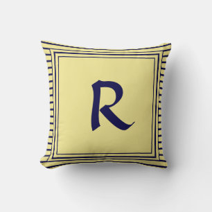 Blue Frame Monogram Letter Stripes Cushion