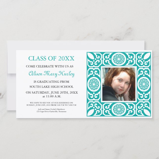 Blue Frame - Photo Graduation Party Invites (Front)