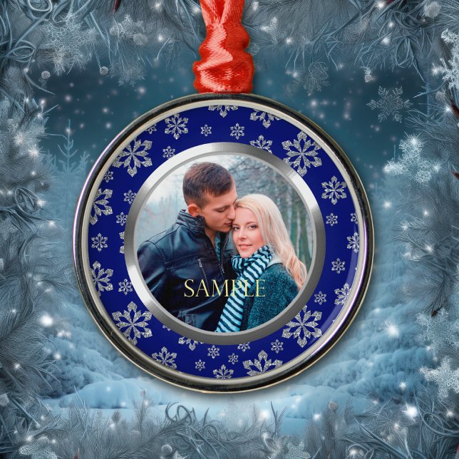 Blue Frame Silver Snowflake Template Metal Tree Decoration (Creator Uploaded)