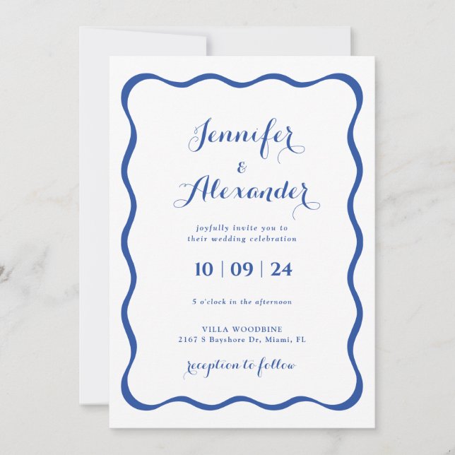 Blue Frame Wedding Invitation (Front)