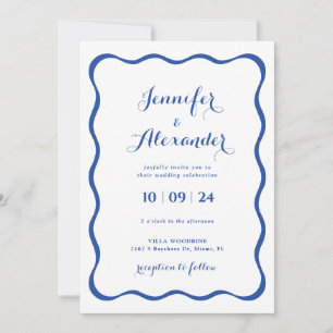 Blue Frame Wedding Invitation