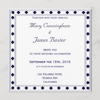 BLUE FRAME WITH DIAMONDS (square) Invitation