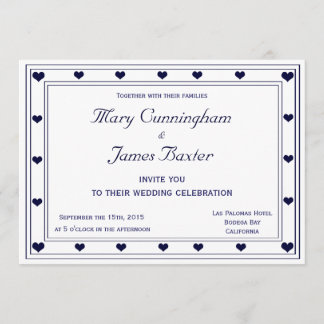BLUE FRAME WITH HEARTS (horizontal) Invitation