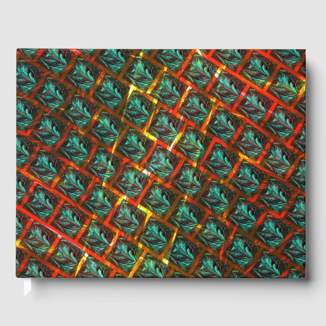 Blue 'framed eyes', square, scratch or red grating guest book (Front)