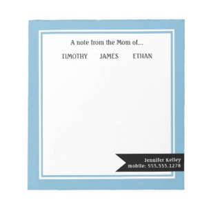 Blue Framed "From the Mom of", Personalized Notepad