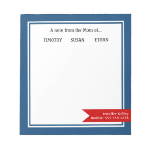 Blue Framed "From the Mum of", Personalised Notepad