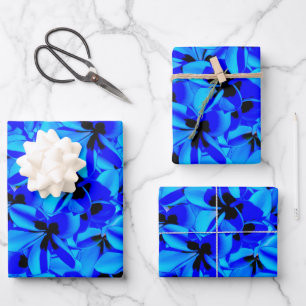 Blue Frangipani Flower, Gift Wrap Sheets,