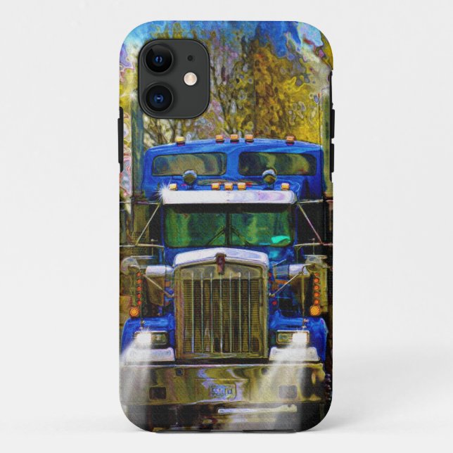 Blue Freight Truck, Truckers Big Rig Case-Mate iPhone Case (Back)