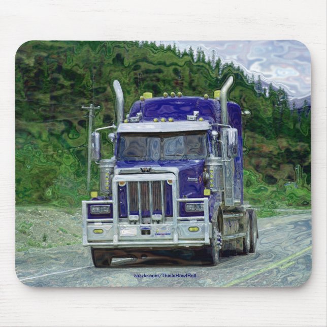 Blue Freight Truck, Truckers Big Rig Mouse Mat (Front)