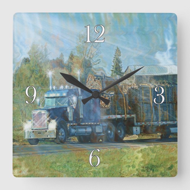 Blue Freight Truck Wall Clock (Front)