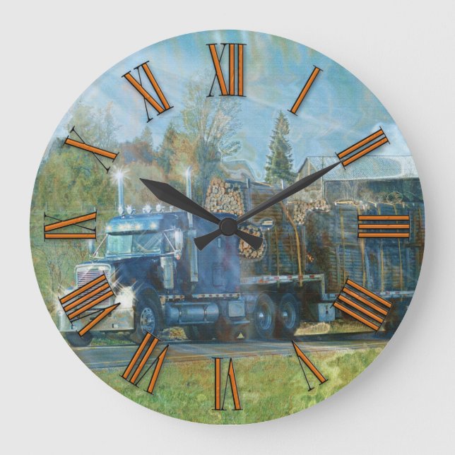 Blue Freight Truck Wall Clock (Front)