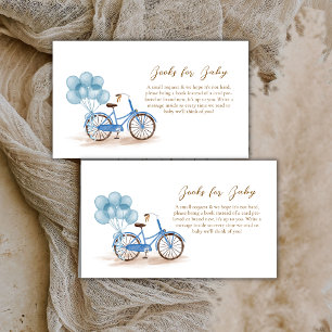 Blue French Balloon Bicycle Books For Baby Shower Enclosure Card