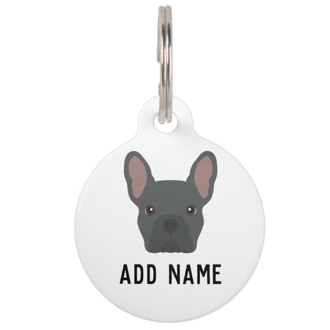 Blue French Bulldog Dog Pet Tag (Front)