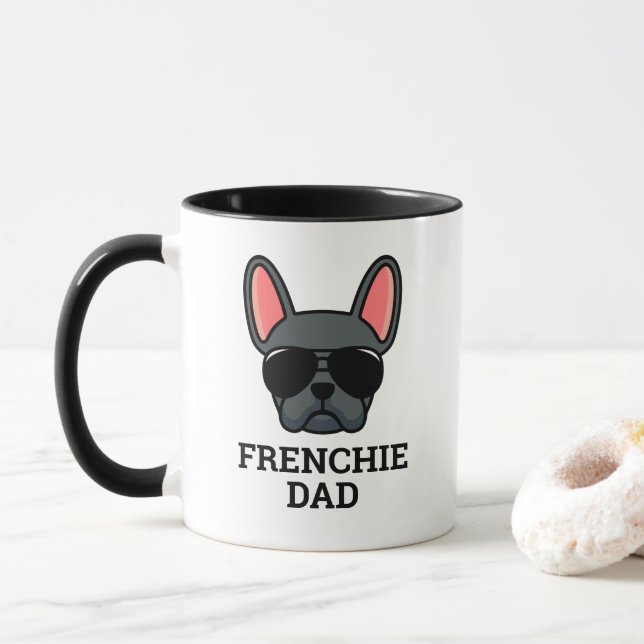 Blue French Bulldog Frenchie Dog Dad Mug (With Donut)