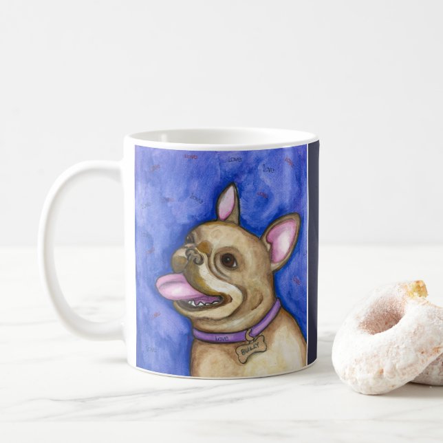 Blue French Bulldog mug (With Donut)