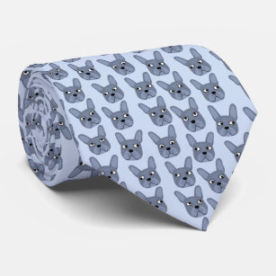 Blue French Bulldog Neck Tie