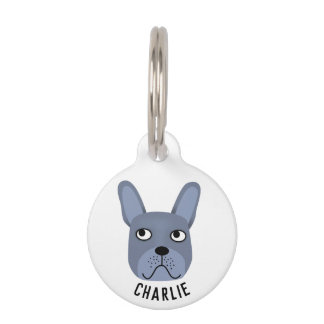 Blue French Bulldog Pet ID Tag