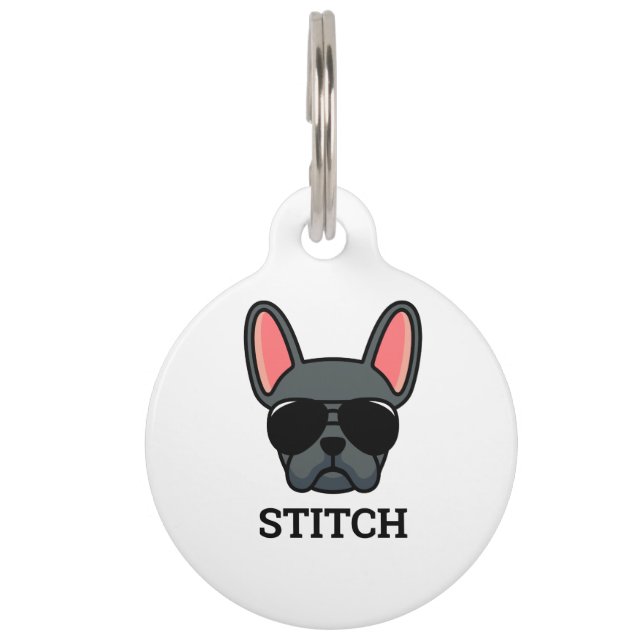 Blue French Bulldog Pet ID Tag (Front)