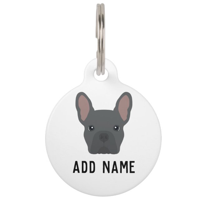 Blue French Bulldog Pet Tag (Front)