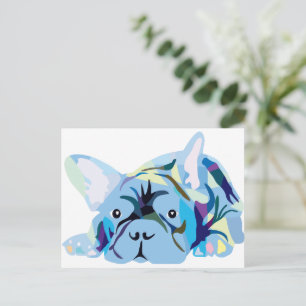 Blue French Bulldog Postcard
