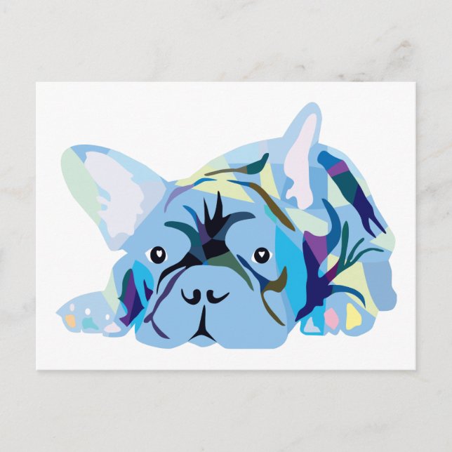 Blue French Bulldog Postcard (Front)