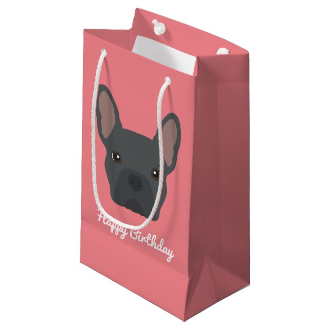 Blue French Bulldog Small Gift Bag (Front Angled)