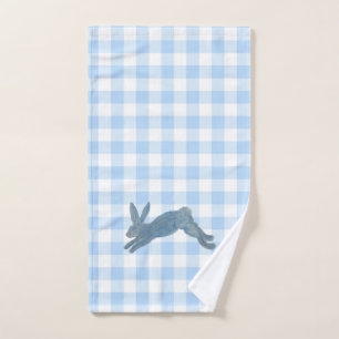 Blue French Country Bunny Rabbit Hand Towel