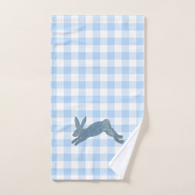 Blue French Country Bunny Rabbit Hand Towel (Hand Towel)