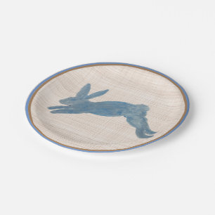 Blue French Country Bunny Rabbit Paper Plate