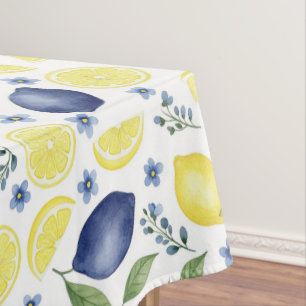 Blue French Country Lemon Pattern Tablecloth