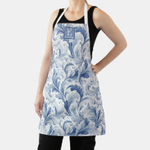 Blue French Country Toile Pattern Monogram