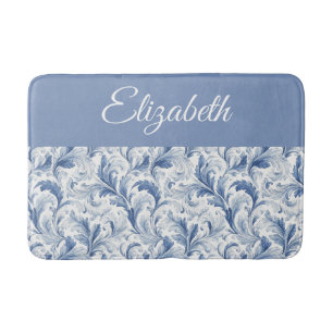Blue French Country Toile Pattern Name Bath Mat