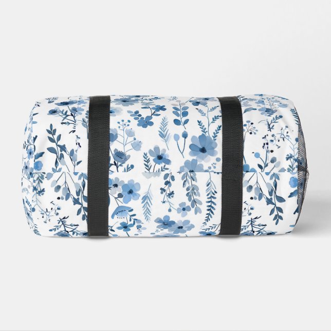Blue French Floral  Duffle Bag (Bottom)